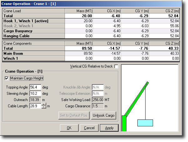 Crane controlling interface in SPS for heavy lift ships