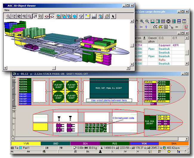 Main screen of SPS for general and break bulk cargo