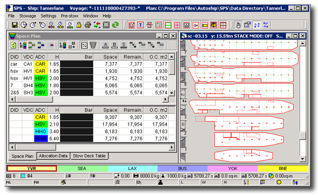 Space plan for deck panel positioning in SPS