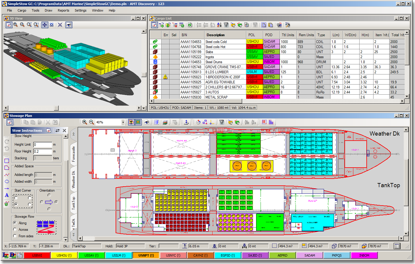 Main screen of SimpleStow GC GUI